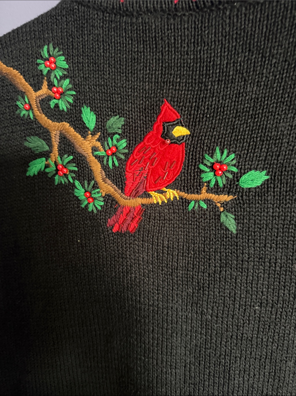White Stag Ugly Christmas Black Knit Vest Red Cardinal Embroidery 22/24 Xl Nwt — image 5 of 7
